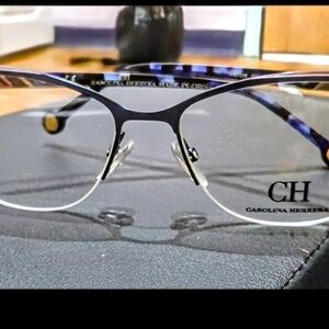 NWOT Carolina Herrera Black and Purple Semi Rimless Opthalmics